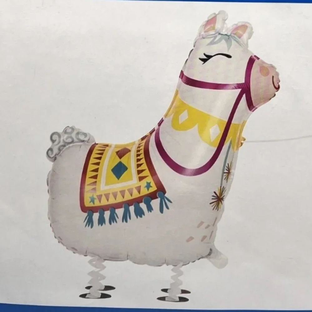3-2-1PARTY WALKING LLAMA FOIL MYLAR HELIUM BALLON 29''H- with RIBBON PARTY DECOR